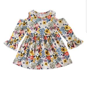 Kids floral open shoulder dress